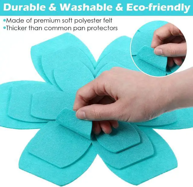Alt view image 3 of 7 - 6PCS Pot Protectors for Stacking 3 Sizes Felt Pan Dividers | Teal Pot Separators for Stackings and Protecting Your Cookware(6" 8" 10")