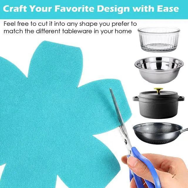 Alt view image 6 of 7 - 6PCS Pot Protectors for Stacking 3 Sizes Felt Pan Dividers | Teal Pot Separators for Stackings and Protecting Your Cookware(6" 8" 10")