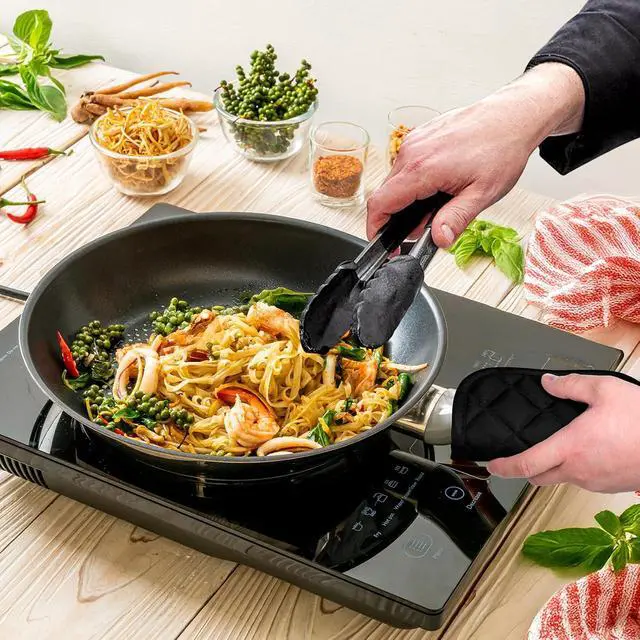 Alt view image 5 of 7 - 2pcs Cotton Pot Holders, Pot Holders for Kitchen 17cm/6.69inch Clearance Cotton Heat Resistant Pads Black Oven Pots Holder Trivets Coasters Hot Pads for Cooking and Baking Hot Cold Potholders Kit