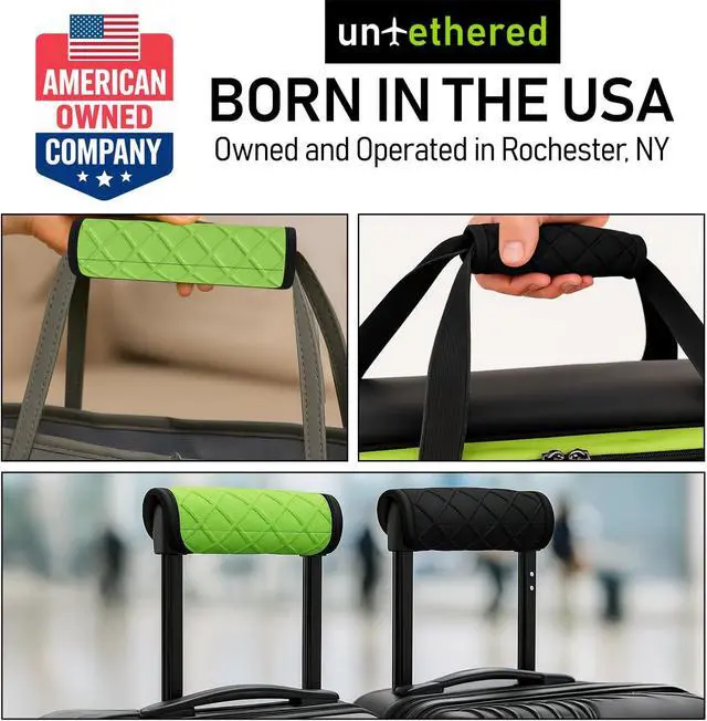 Alt view image 4 of 7 - Untethered Luggage Handle Wraps (4-Pack) | Padded Suitcase Handle Covers with Diamond-Grip Design Comfortable Neoprene Travel Handle Wraps for Luggage, Bags & Suitcases. (4-Pack | Black)