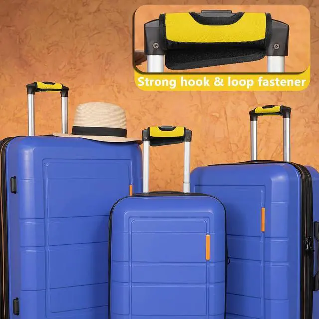 Alt view image 3 of 7 - 5 Pcs Neoprene Large Luggage Handle Wrap Handle Grip Luggage Tags Identifier Hollow Design for Push-Button, Bright Luggage Markers for Airport Travel Luggage Suitcase Trolley Case(Yellow, 5.5x7Inch)