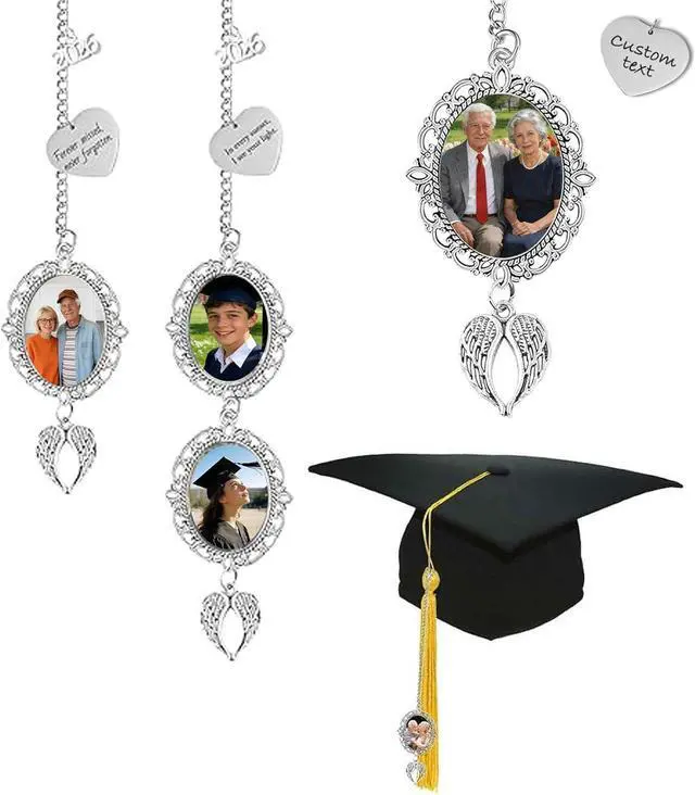 Main image of Graduation Tassel Photo Charm, Personalized Memorial Keepsake | Custom Photo Gift for Graduation Cap, Diploma Frame, or Memorial Ceremony - Class of 2026 Graduation Accessories (1 Photo SL)