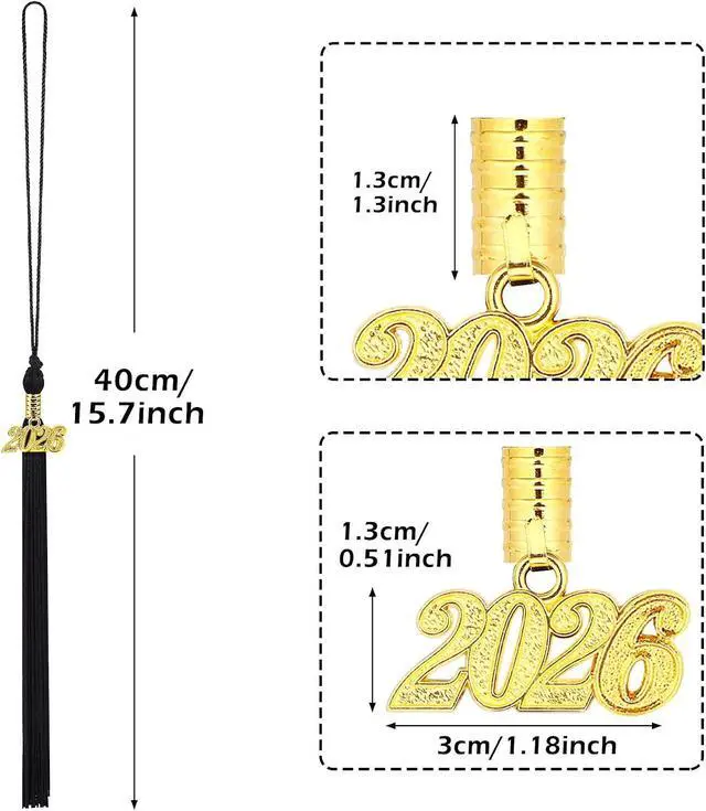 Alt view image 3 of 7 - JULMELON 20Pcs Graduation Tassels for Cap with 2026 Gold Charm for Ceremony | Black Tassels, Students and Faculty, Academic Tassels for Graduation Cap, Gift for Class of 2026 Grads