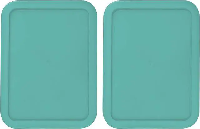 Main image of Replacement Lids fits Pyrex 3-Cup Glass Food Storage Container Bowls, (7.75 x 5.75-Inch) Plastic Rectangle Lids Covers for Pyrex 7210-PC, Airtight & Leakproof (2-Pack, Turquoise)