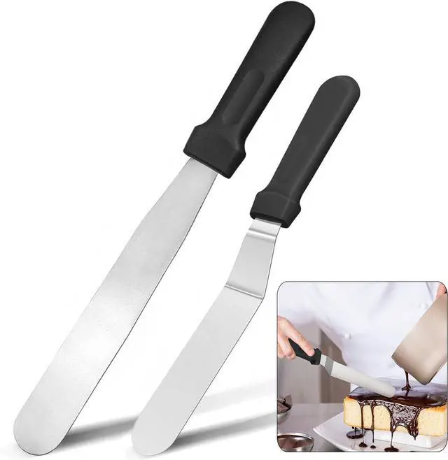 Main image of 6" Small Angled+8 Straight Icing Spatula,Lmoszuak Professional food grade stainless steel cake spatula,with Sturdy & Durable Handle Spatula,Frosting smoother spatulas for cake decorating,Baking.