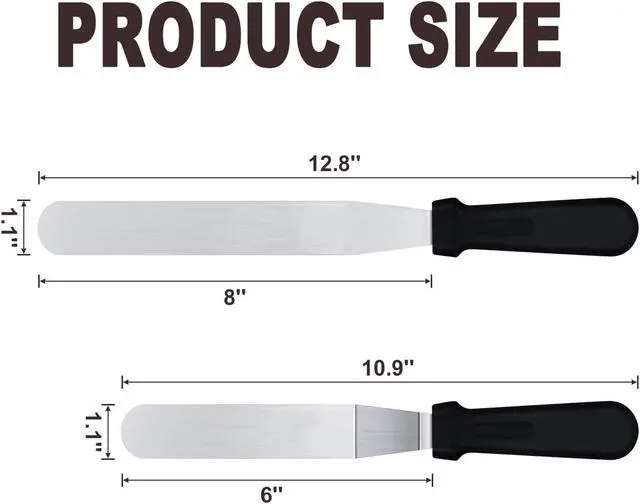 Alt view image 2 of 7 - 6" Small Angled+8 Straight Icing Spatula,Lmoszuak Professional food grade stainless steel cake spatula,with Sturdy & Durable Handle Spatula,Frosting smoother spatulas for cake decorating,Baking.