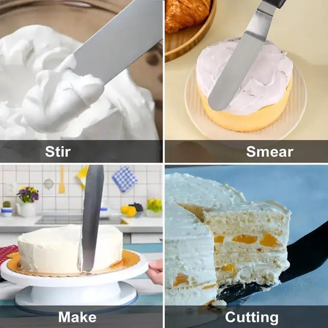Alt view image 4 of 7 - 6" Small Angled+8 Straight Icing Spatula,Lmoszuak Professional food grade stainless steel cake spatula,with Sturdy & Durable Handle Spatula,Frosting smoother spatulas for cake decorating,Baking.