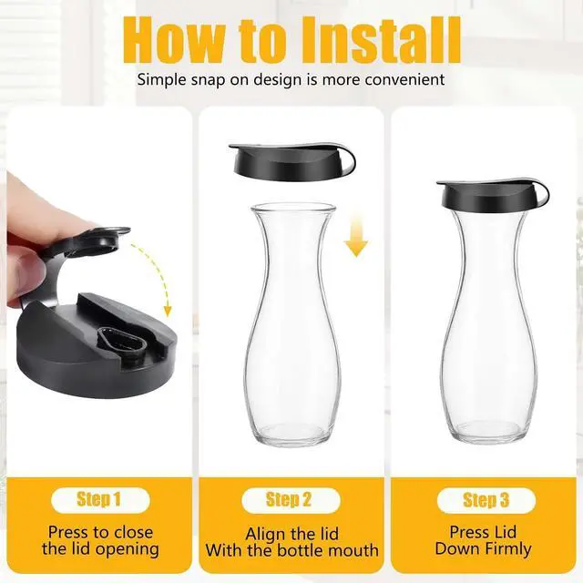 Alt view image 4 of 7 - 2-Pack Replacement Lids For Good Seasons Salad Dressing Cruet Glasses,Food-Grade Plastic,Tight Fit & Closeable Cap