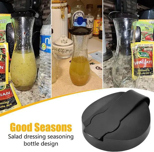 Alt view image 7 of 7 - 2-Pack Replacement Lids For Good Seasons Salad Dressing Cruet Glasses,Food-Grade Plastic,Tight Fit & Closeable Cap