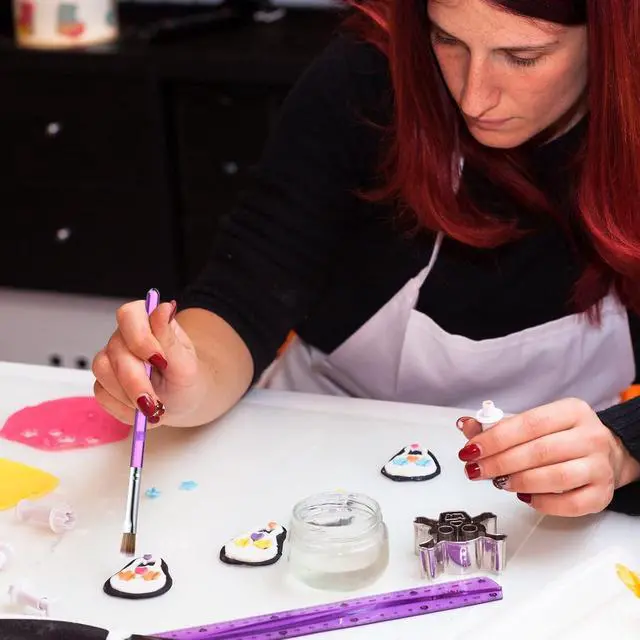 Alt view image 6 of 6 - Sinmoe 10 Pieces Cake Candy Decorating Brushes Tools Cookie Decoration Brushes Pastry Brush and Stainless Steel Straight and Curved Tip Tweezers Pasta Tweezers for Baking Fondant (Purple Color)