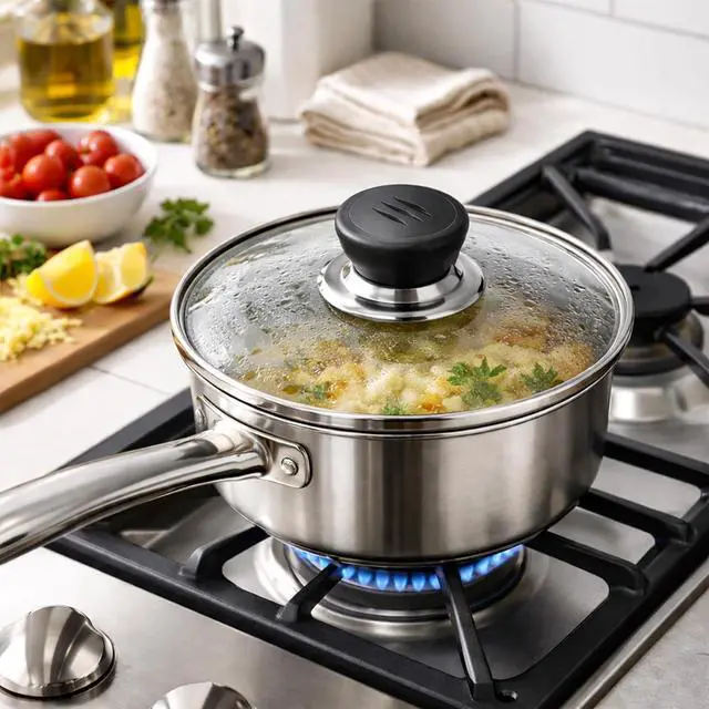 Alt view image 4 of 7 - 8 Inch Glass Lid for Frying Pan Tempered Transparent Pot Lid with Stainless Steel Rim & Heat-Resistant Handle, Fits 8 Skillet, Pan, Wok Durable See-Through Cookware Cove