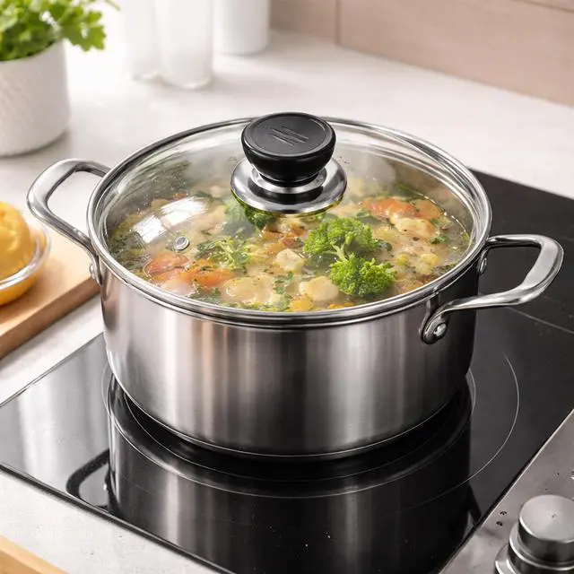 Alt view image 7 of 7 - 8 Inch Glass Lid for Frying Pan Tempered Transparent Pot Lid with Stainless Steel Rim & Heat-Resistant Handle, Fits 8 Skillet, Pan, Wok Durable See-Through Cookware Cove