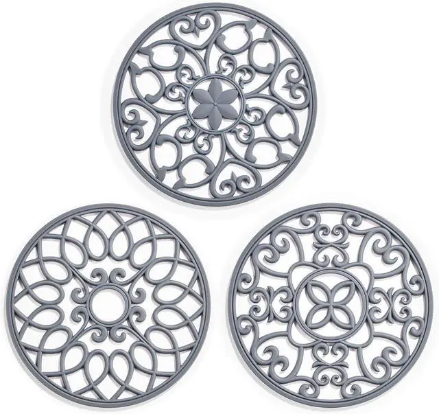 Main image of SMARTAKE 3 Set Silicone Trivet Mats for Hot Dishes Pots and Pans (Grey) | Heat Resistant Pots and Pans Holders, Non-Slip Flexible Pads Coasters for Countertops Table, Modern Kitchen Decor Accessories