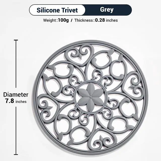Alt view image 2 of 7 - SMARTAKE 3 Set Silicone Trivet Mats for Hot Dishes Pots and Pans (Grey) | Heat Resistant Pots and Pans Holders, Non-Slip Flexible Pads Coasters for Countertops Table, Modern Kitchen Decor Accessories