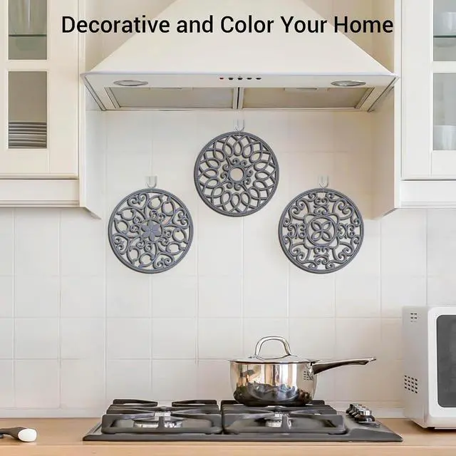 Alt view image 5 of 7 - SMARTAKE 3 Set Silicone Trivet Mats for Hot Dishes Pots and Pans (Grey) | Heat Resistant Pots and Pans Holders, Non-Slip Flexible Pads Coasters for Countertops Table, Modern Kitchen Decor Accessories