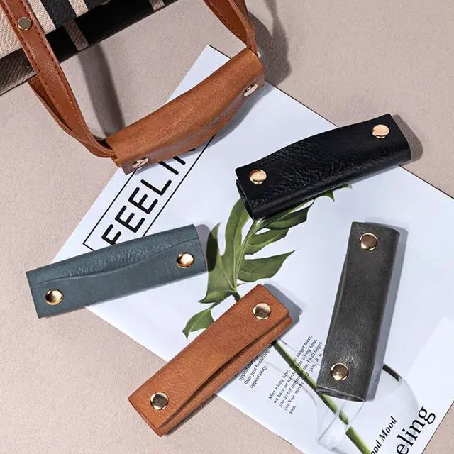 Alt view image 4 of 7 - Handbag Handle Covers Sdjdhej 2 Pcs Pu Leather Luggage Handle Wraps Wallet Handle Protectors Travel Accessories (Grey)
