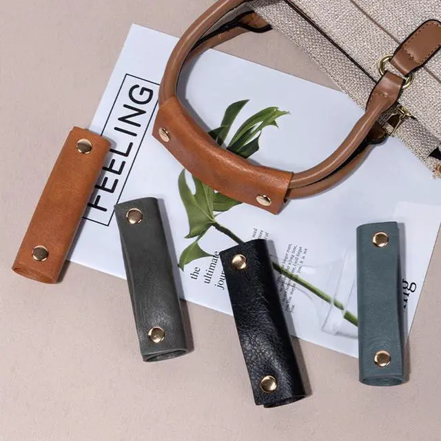 Alt view image 5 of 7 - Handbag Handle Covers Sdjdhej 2 Pcs Pu Leather Luggage Handle Wraps Wallet Handle Protectors Travel Accessories (Grey)