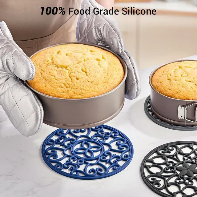 Alt view image 6 of 7 - SMARTAKE 3 Set Silicone Trivet Mats for Hot Dishes Pots and Pans (Grey) | Heat Resistant Pots and Pans Holders, Non-Slip Flexible Pads Coasters for Countertops Table, Modern Kitchen Decor Accessories