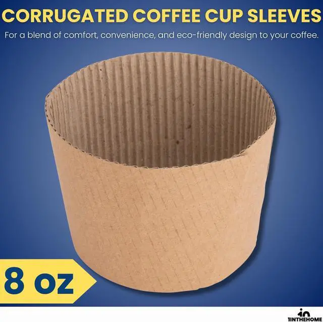Alt view image 2 of 7 - Coffee Cup Sleeves 8 oz, Disposable Insulated Kraft Paper (50-Pack)