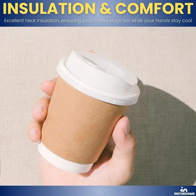 Alt view image 4 of 7 - Coffee Cup Sleeves 8 oz, Disposable Insulated Kraft Paper (50-Pack)