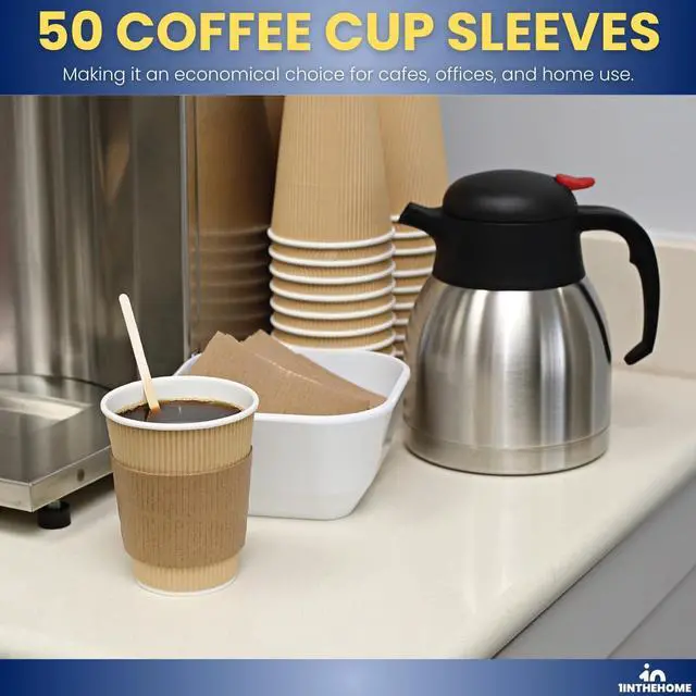 Alt view image 6 of 7 - Coffee Cup Sleeves 8 oz, Disposable Insulated Kraft Paper (50-Pack)