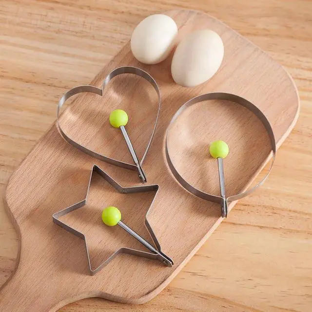 Alt view image 5 of 7 - Egg Pancake Rings,5pcs Fried Egg Molds in Star, Round, Heart Different Shaped,Stainless Steel Omelette Frying Cooking Tools Kitchen Accessories Gadget Rings,with a Silicone Pastry Brush,Set of 5
