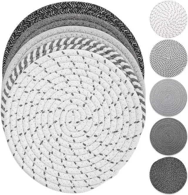 Main image of Tidponra Trivet Mats Set for Hot Dishes, 5 Heat Resistant Pot Holders Kitchen Counter, Table, Home Essentials, Anti Stain Hot Pads Plate Mats for Hot pots and Pans, 7 Inches