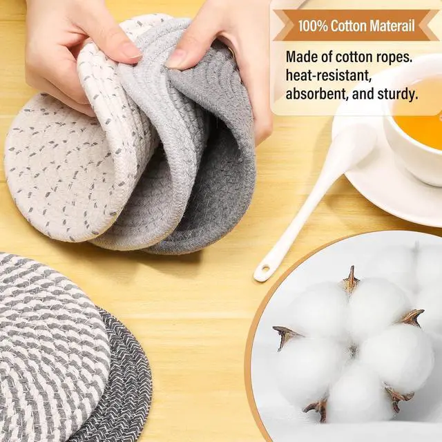 Alt view image 3 of 7 - Tidponra Trivet Mats Set for Hot Dishes, 5 Heat Resistant Pot Holders Kitchen Counter, Table, Home Essentials, Anti Stain Hot Pads Plate Mats for Hot pots and Pans, 7 Inches