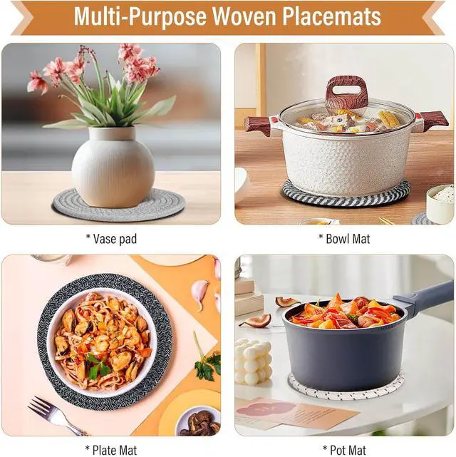 Alt view image 6 of 7 - Tidponra Trivet Mats Set for Hot Dishes, 5 Heat Resistant Pot Holders Kitchen Counter, Table, Home Essentials, Anti Stain Hot Pads Plate Mats for Hot pots and Pans, 7 Inches