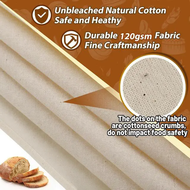 Alt view image 3 of 7 - 3Pcs 28"x28" Large 100% Cotton Flour Sack Towels for Sourdough Bread Baking | Unbleached Tea Towels, Proofing Cloth Supplies for Baguettes, Loaves, Ciabatta Dough Rising