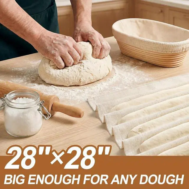 Alt view image 4 of 7 - 3Pcs 28"x28" Large 100% Cotton Flour Sack Towels for Sourdough Bread Baking | Unbleached Tea Towels, Proofing Cloth Supplies for Baguettes, Loaves, Ciabatta Dough Rising