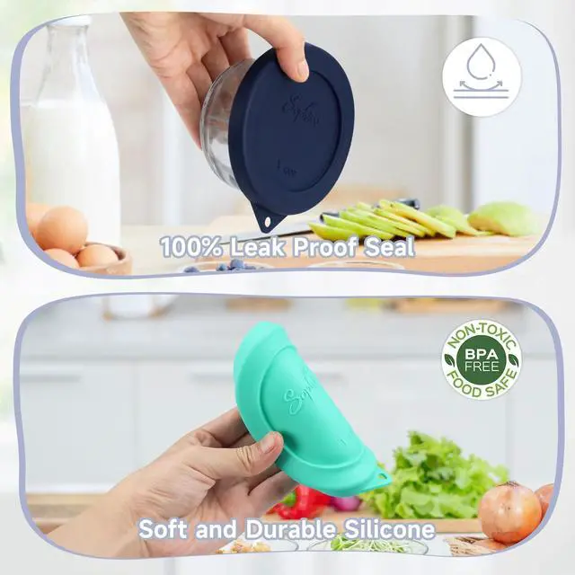 Alt view image 4 of 7 - SOPHICO 1 Cup Round Silicone Replacement for Pyrex & Anchor Hocking 7202-PC | Food Grade Silicone, LeakproofAirtight Lids, Dishwasher Microwave Safe(2 pack)