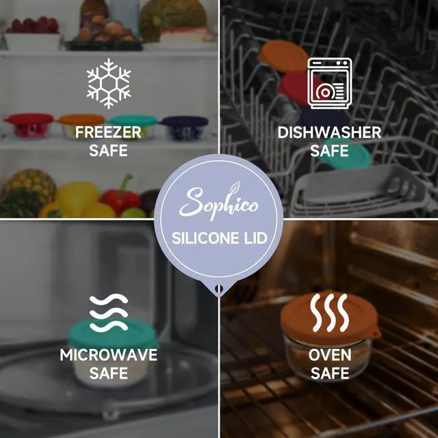 Alt view image 5 of 7 - SOPHICO 1 Cup Round Silicone Replacement for Pyrex & Anchor Hocking 7202-PC | Food Grade Silicone, LeakproofAirtight Lids, Dishwasher Microwave Safe(2 pack)