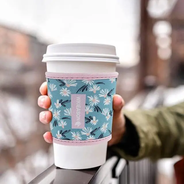 Alt view image 4 of 7 - WK IEASON Reusable Hot Cup Insulator Sleeves Neoprene Hot Tea Cup Holder Sleeves Cover - 16-24OZ for Starbucks, McDonalds, Dunkin Donuts, More (Floral patterns)