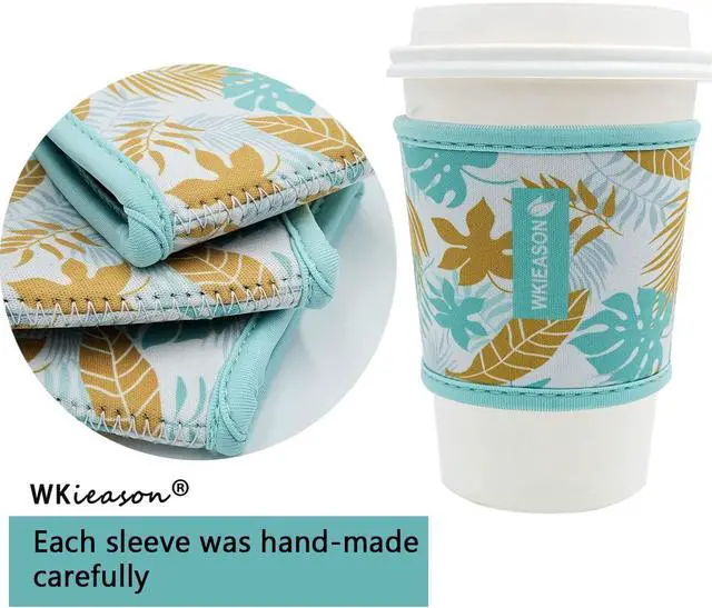 Alt view image 2 of 7 - WK IEASON Reusable Hot Cup Insulator Sleeves Neoprene Hot Tea Cup Holder Sleeves Cover - 16-24OZ for Starbucks, McDonalds, Dunkin Donuts, More (Floral patterns)