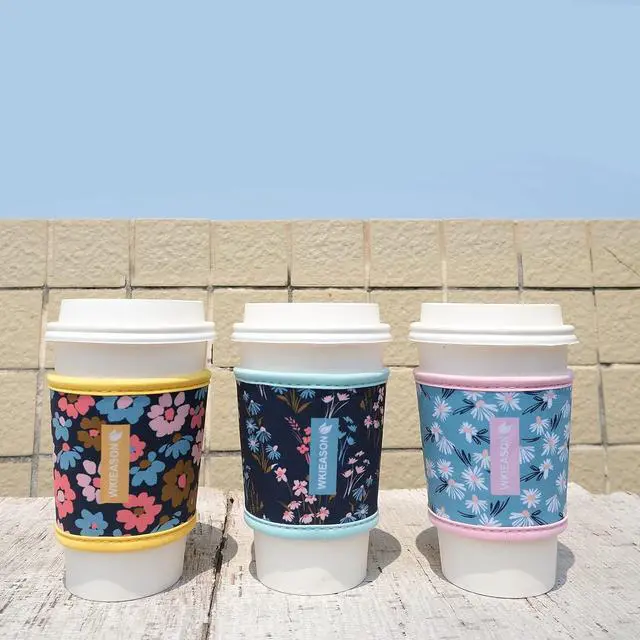 Alt view image 7 of 7 - WK IEASON Reusable Hot Cup Insulator Sleeves Neoprene Hot Tea Cup Holder Sleeves Cover - 16-24OZ for Starbucks, McDonalds, Dunkin Donuts, More (Floral patterns)
