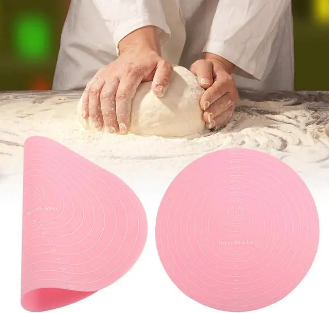 Alt view image 3 of 7 - Dough Mat, Silicone Pastry Mat, Kneading Mat, With Measurements, for Making Cakes, Cookies, Macarons Bread and Pastry, 11.81x11.81x0.04 inch, Pink
