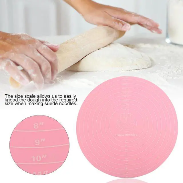 Alt view image 4 of 7 - Dough Mat, Silicone Pastry Mat, Kneading Mat, With Measurements, for Making Cakes, Cookies, Macarons Bread and Pastry, 11.81x11.81x0.04 inch, Pink