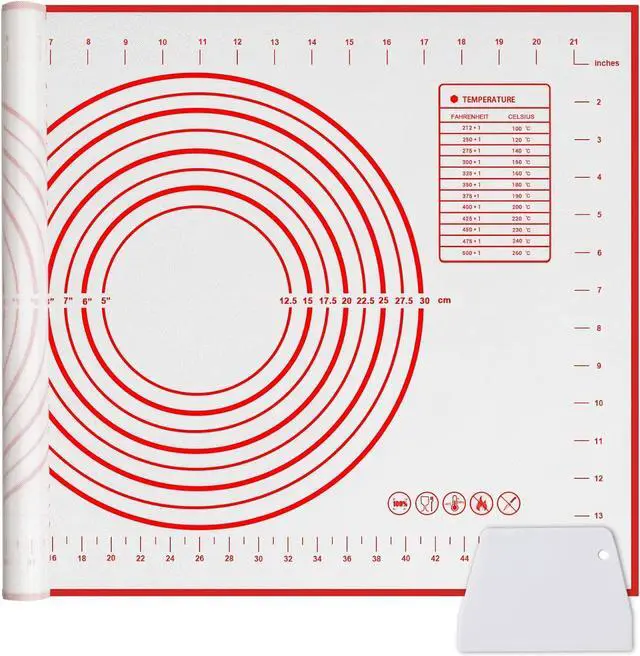 Main image of Qidoe Silicone Baking Mat, 16" x 24", Extra Thick Non-Stick, Food-Grade, Non-Slip, Red