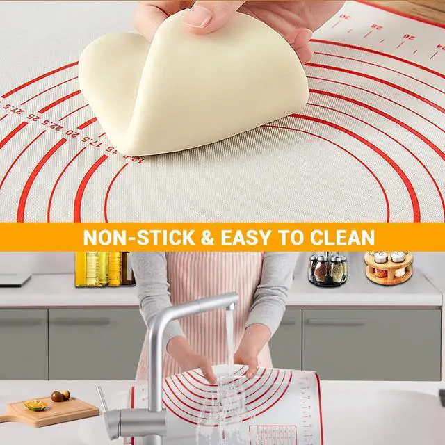 Alt view image 3 of 7 - Qidoe Silicone Baking Mat, 16" x 24", Extra Thick Non-Stick, Food-Grade, Non-Slip, Red