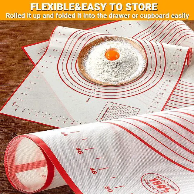 Alt view image 6 of 7 - Qidoe Silicone Baking Mat, 16" x 24", Extra Thick Non-Stick, Food-Grade, Non-Slip, Red