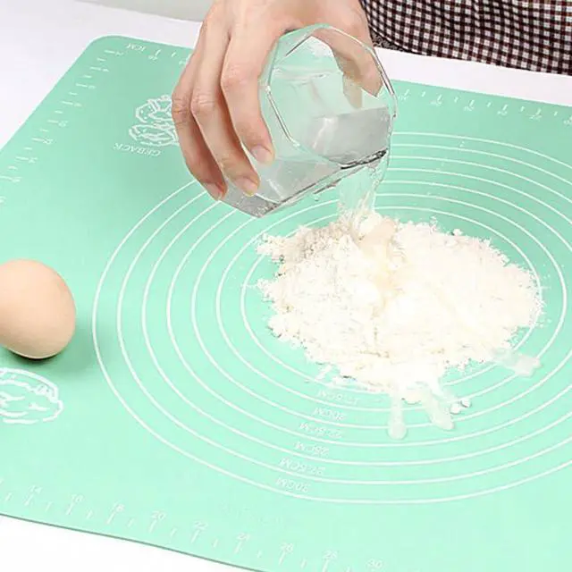 Alt view image 4 of 6 - Silicone Dough Mat 65 X 45 Cm Green Non-Stick Baking Mat with Measurements Reusable Kneading and Rolling for Home Baking