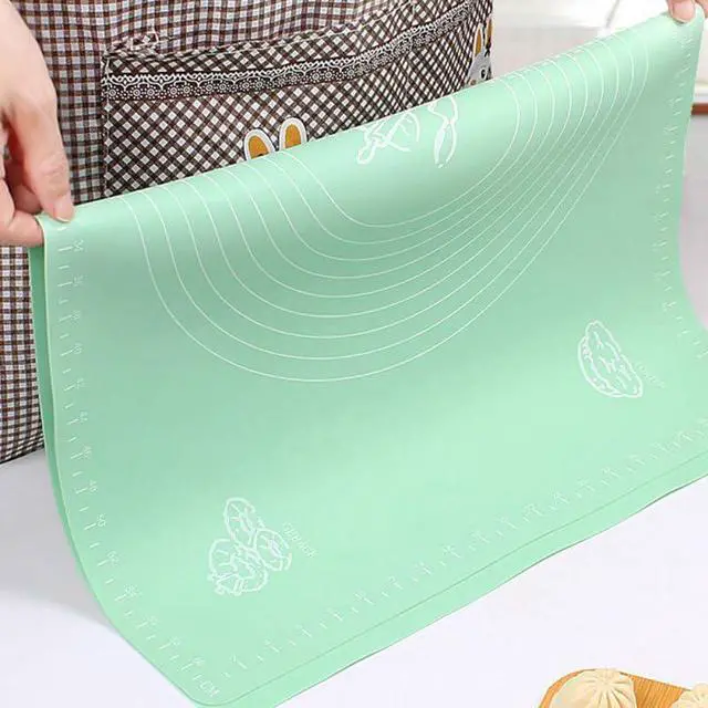 Alt view image 5 of 6 - Silicone Dough Mat 65 X 45 Cm Green Non-Stick Baking Mat with Measurements Reusable Kneading and Rolling for Home Baking