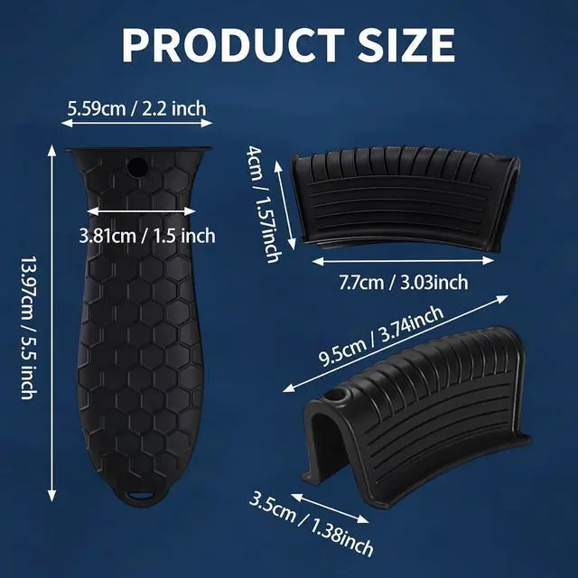 Alt view image 3 of 7 - 4 Pack Cast Iron Handle Cover, Heat Resistant Silicone Pot Handle Covers Sleeve, Non-Slip Pot Holders for Cast Iron Skillets, Metal Pans & Cookware (Black)