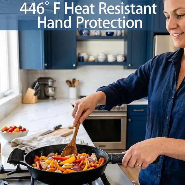 Alt view image 4 of 7 - 4 Pack Cast Iron Handle Cover, Heat Resistant Silicone Pot Handle Covers Sleeve, Non-Slip Pot Holders for Cast Iron Skillets, Metal Pans & Cookware (Black)