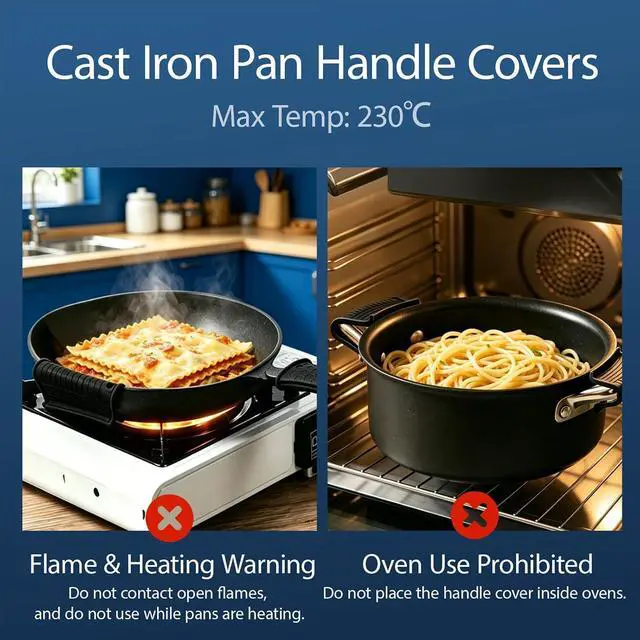 Alt view image 6 of 7 - 4 Pack Cast Iron Handle Cover, Heat Resistant Silicone Pot Handle Covers Sleeve, Non-Slip Pot Holders for Cast Iron Skillets, Metal Pans & Cookware (Black)