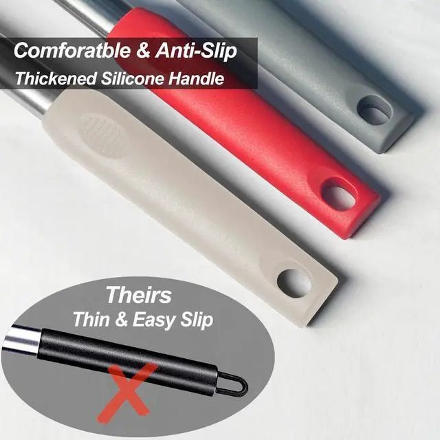 Alt view image 6 of 7 - 2 Pack Spatulas, Solid & Slotted Silicone Spatula Set, Stainless Steel Handle Coated with Silicone, Non Stick Turners, Heat Resistant Rubber Spatulas for Fish, Eggs, Pancakes, Khaki