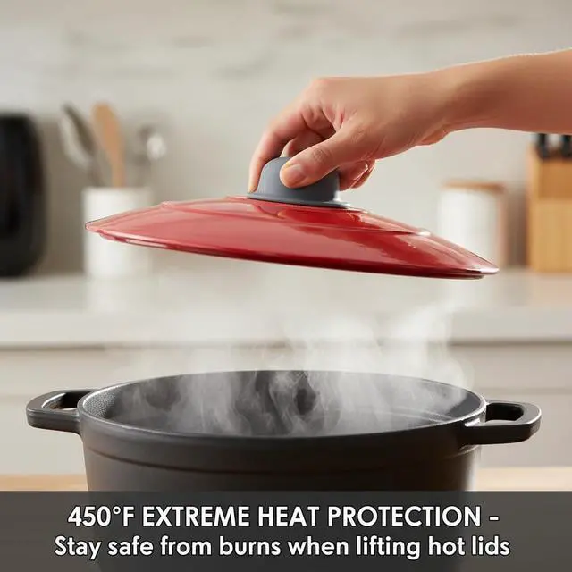 Alt view image 3 of 7 - ULTECHNOVO Pot Lid Handle Cover Silicone Pot Lid Knob Cover Universal Anti-Scald Handle Sleeve Non-Slip Grip Heat Insulation for Cast Iron Pots Ceramic Pans Dutch Ovens Home Kitchen Restaurant