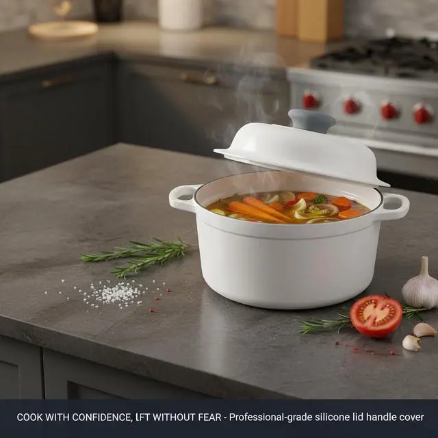 Alt view image 4 of 7 - ULTECHNOVO Pot Lid Handle Cover Silicone Pot Lid Knob Cover Universal Anti-Scald Handle Sleeve Non-Slip Grip Heat Insulation for Cast Iron Pots Ceramic Pans Dutch Ovens Home Kitchen Restaurant