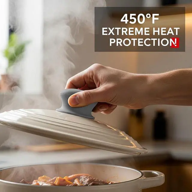 Alt view image 6 of 7 - ULTECHNOVO Pot Lid Handle Cover Silicone Pot Lid Knob Cover Universal Anti-Scald Handle Sleeve Non-Slip Grip Heat Insulation for Cast Iron Pots Ceramic Pans Dutch Ovens Home Kitchen Restaurant